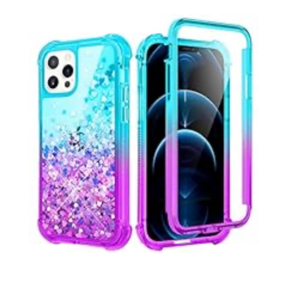iPhone 12 Pro Max 2pc Rugged Glitter Case with built in screen protector